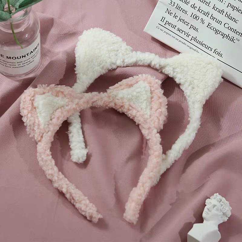 爆款束发带卡通羊羔毛猫耳朵发箍绑头发发箍产品图