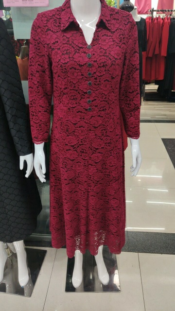 Wine red lace high-end dress