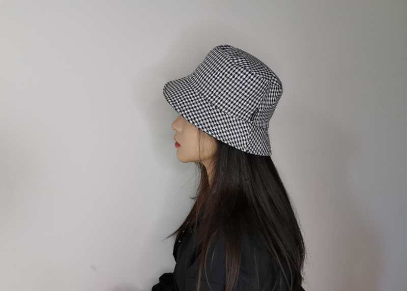 Sunshade Fisherman Hat Woman Spring And Autumn Day Korean Double-Sided Gingham Hat Summer Solid Color Sunblock Hat With Large Eaves