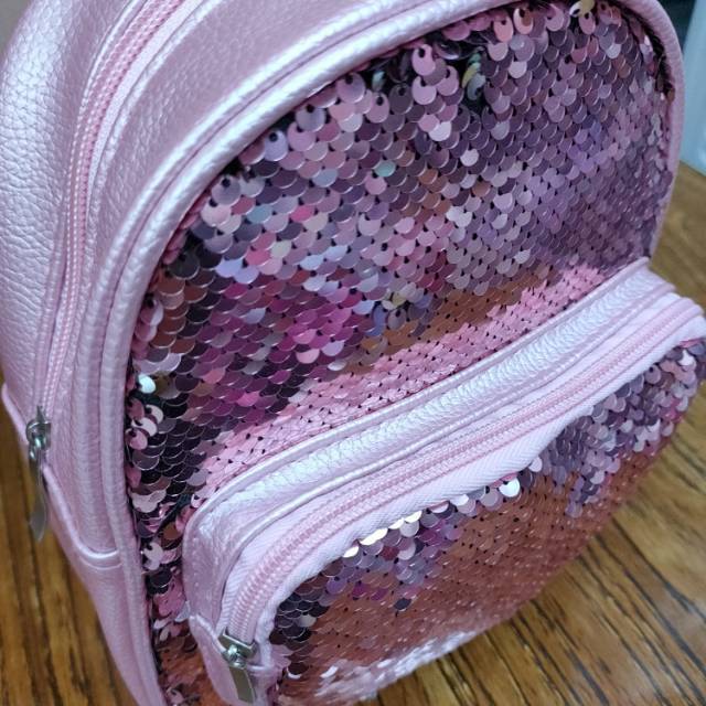 Pink Sequin Backpack For Kids details Picture