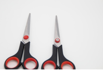 Office scissors, student scissors, learning to cut lace, fabric, teeth, and utility knives full figure