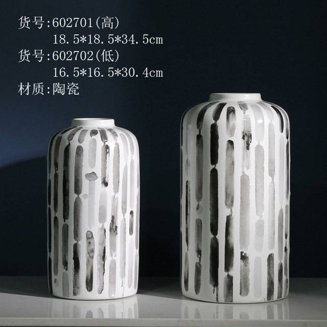 New Chinese ink-wash style ceramic vase ornaments for simple living room home decoration details Picture
