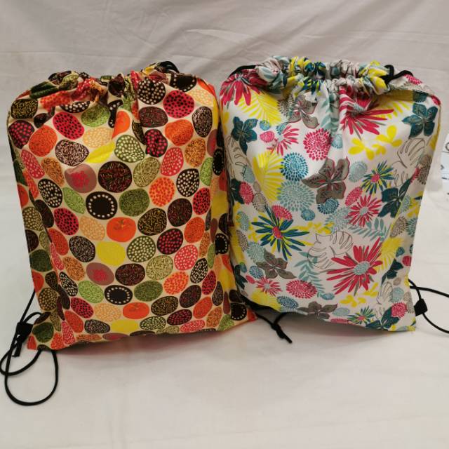 加厚防水印花束口袋抽绳包双肩便携购物袋收纳袋