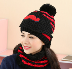 Add fleece warm knit hat winter winter winter bonnet wool ball cute hat