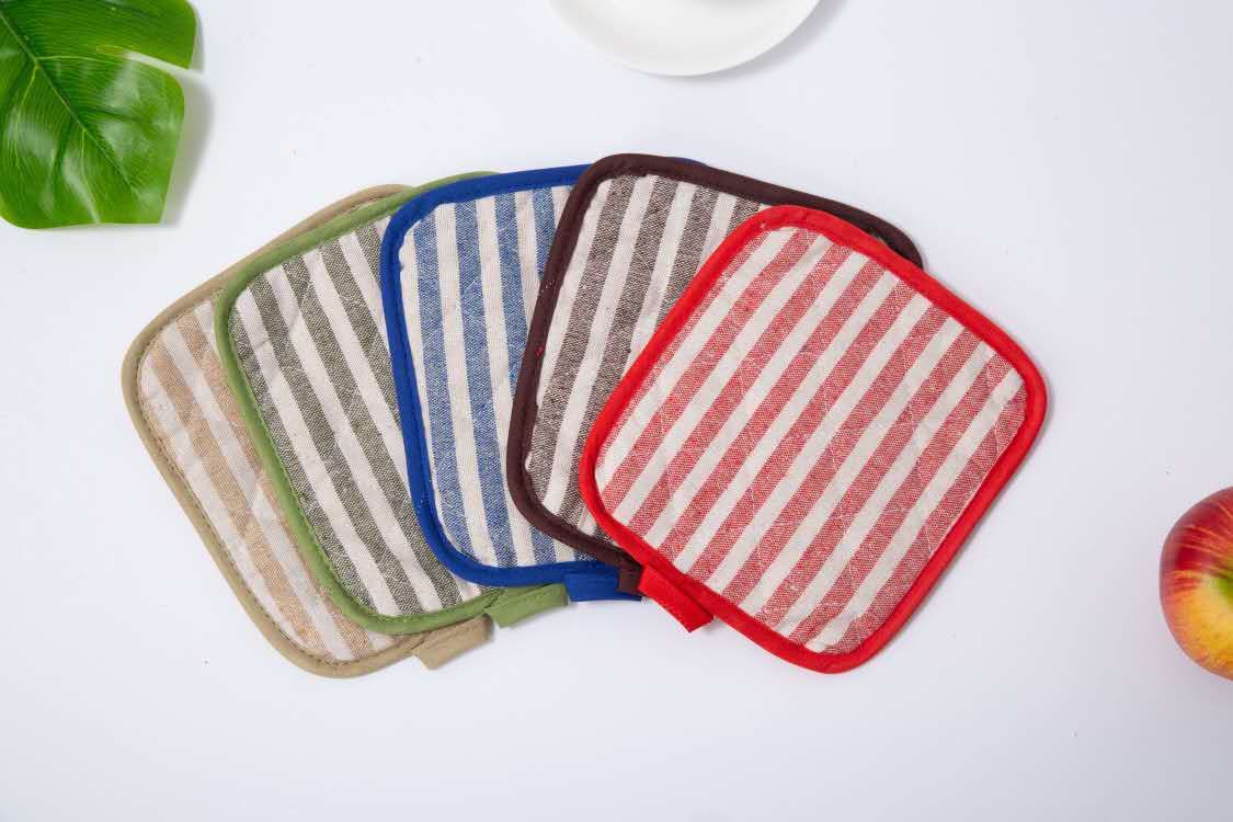 Household Oven Heat Insulation Gloves Colorful Striped Microwave Oven Steam Box Kitchen Baking Heat Resistant Heat Insulation Non-Slip Heavy Cotton Gloves Specification drawing
