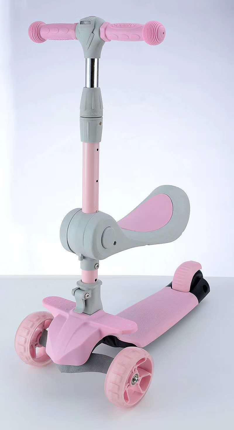 Three-in-one fruit-colored children's scooter trolley