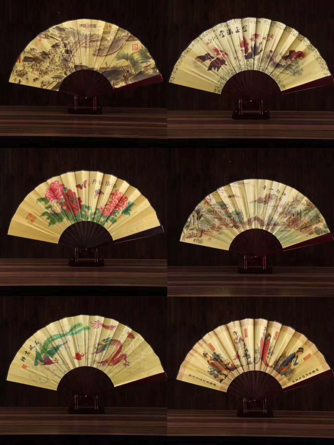 10寸中国风手工丝绸绫绢扇女式折扇工艺牡丹特色礼品扇子女扇古风图