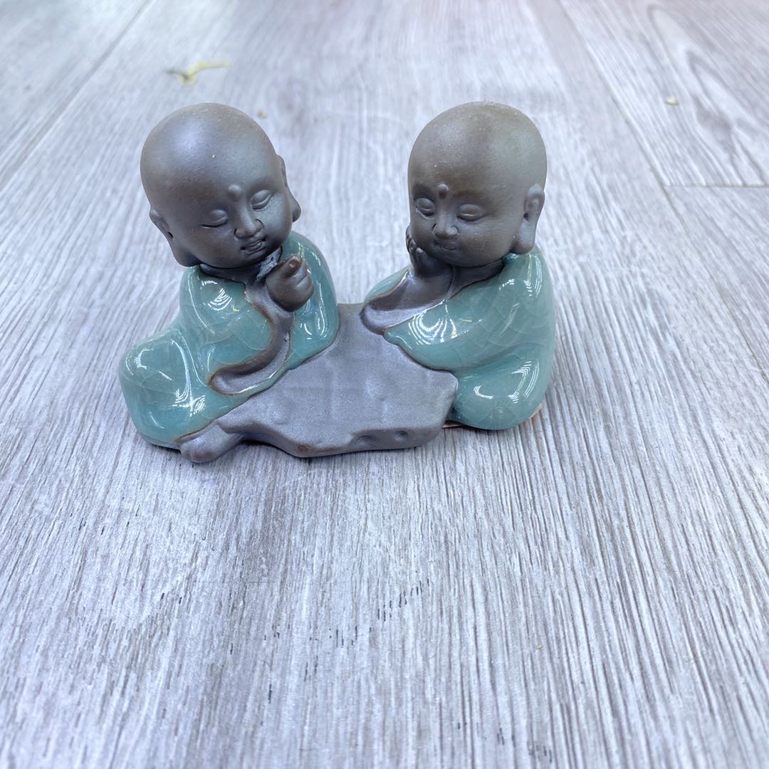 厂家直销两小佛茶宠陶瓷紫砂