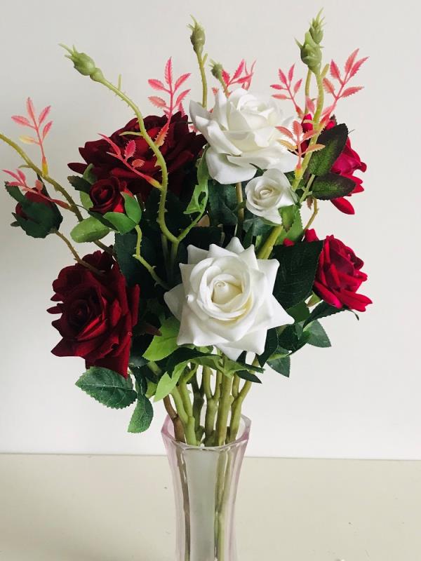 五头小卷边梅仿平头小雏菊 真花绢花室内假花干花玫瑰花花束餐桌花摆设客厅装饰花摆件