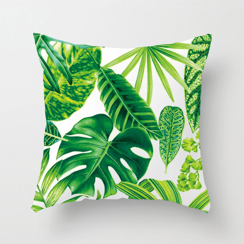 Ins Wind Baby Suede Green Plant Pillow Cover Sofa Cushion details Picture