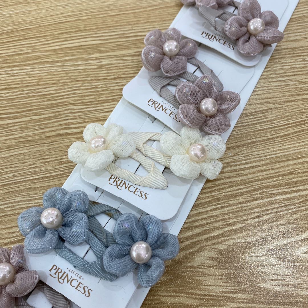 Hot new pearl flower children's fabric clip Specification drawing