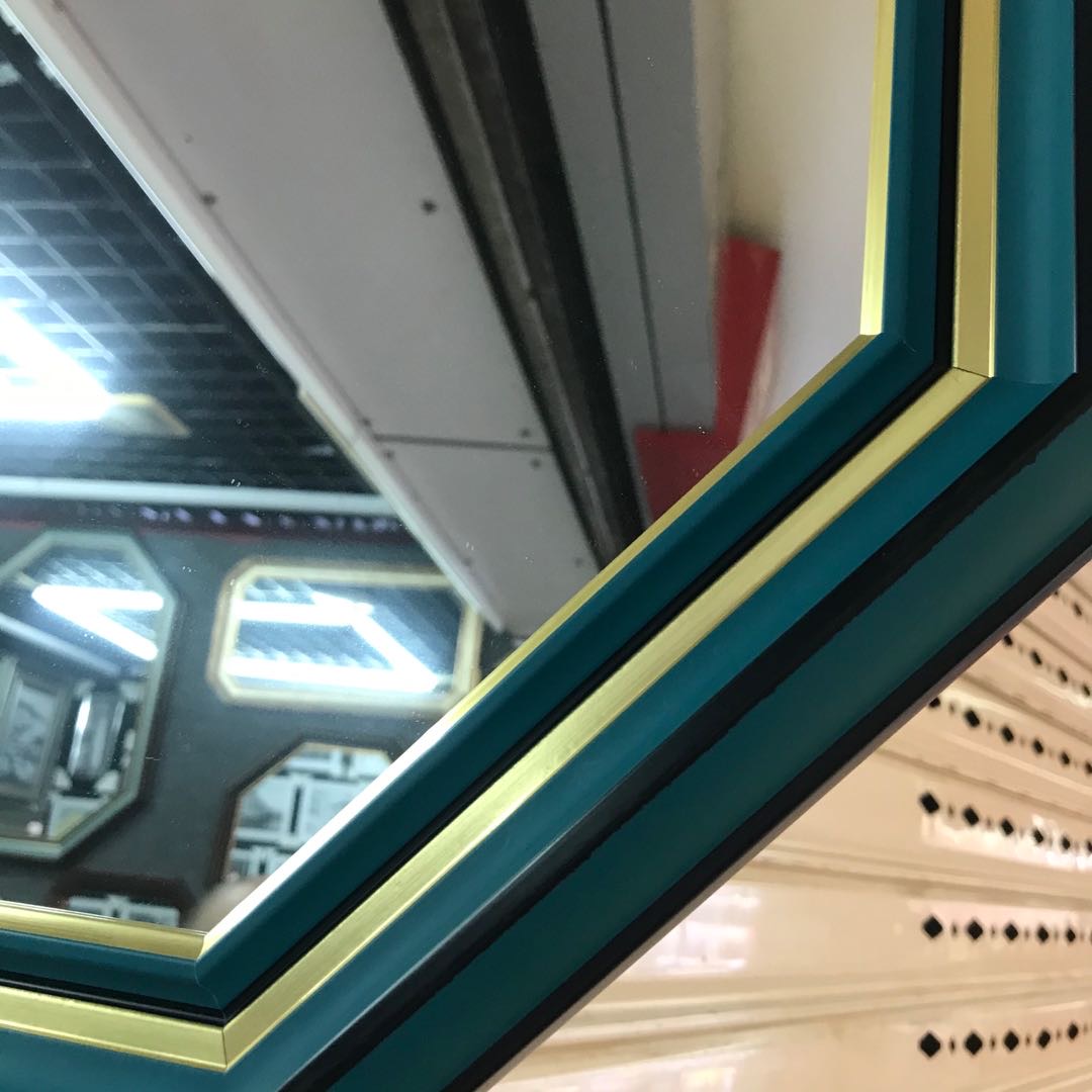 美式卫浴镜复古玄关装饰洗手间厕所卫生间浴室镜子八边形梳妆壁挂产品图