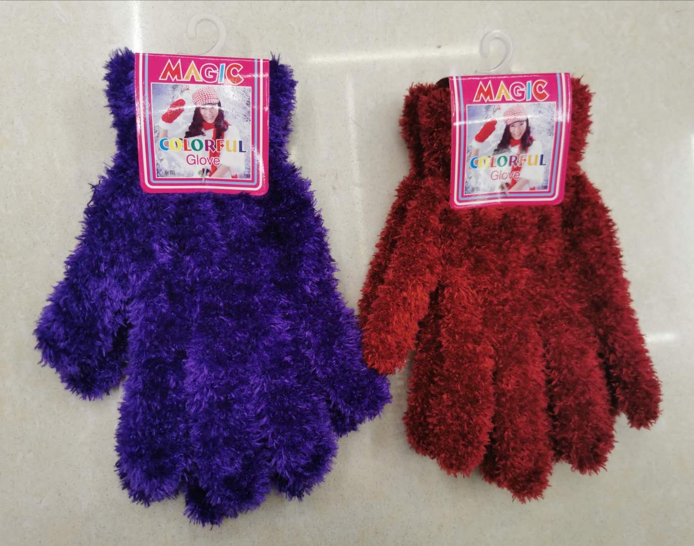 Fleece pure color autumn winter lovely warm finger gloves acrylic gloves touch screen thumbnail