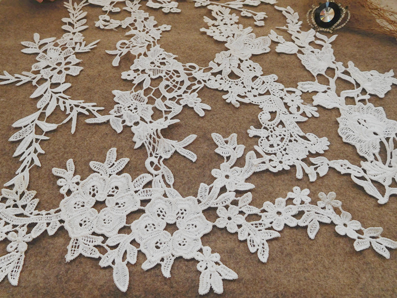 White water-soluble embroidery three-dimensional hollowed-out pattern stickers, diy handmade clothing, wedding gowns, evening gowns, headwear decals and accessories Specification image