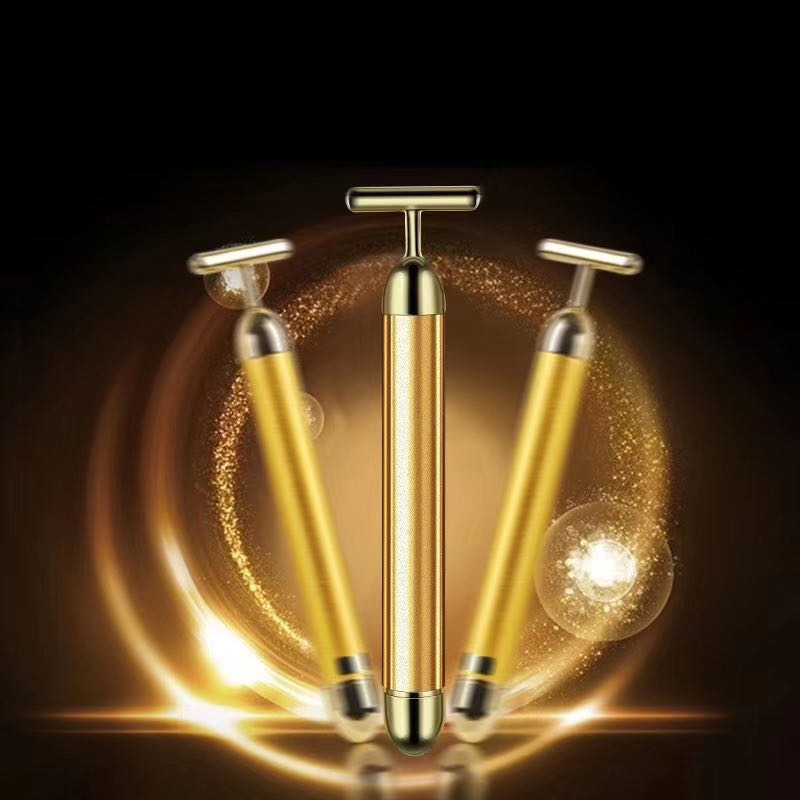 瘦脸神器24k黄金棒美容棒日本震动提拉紧致瘦脸仪面部按摩器U型