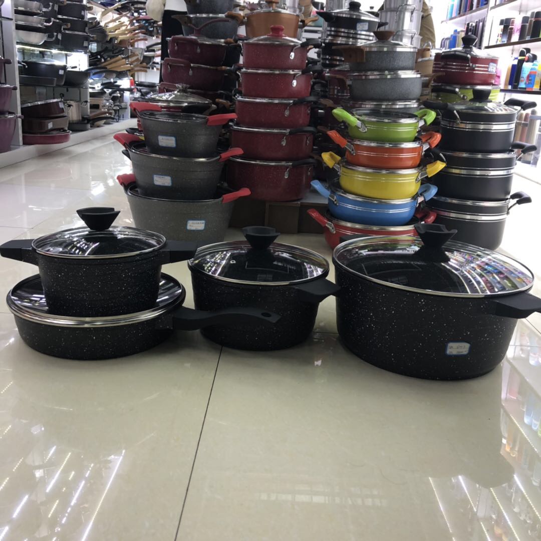 北欧风麦饭石不粘锅套装组合炒锅汤锅锅具家用煎锅奶锅16件套