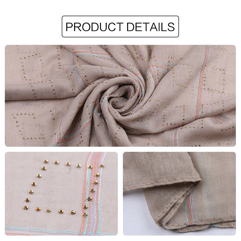 Spring And Autumn Ladies All Wear Fashion Hot Diamond Striped Polyester Scarf Shawl details Picture