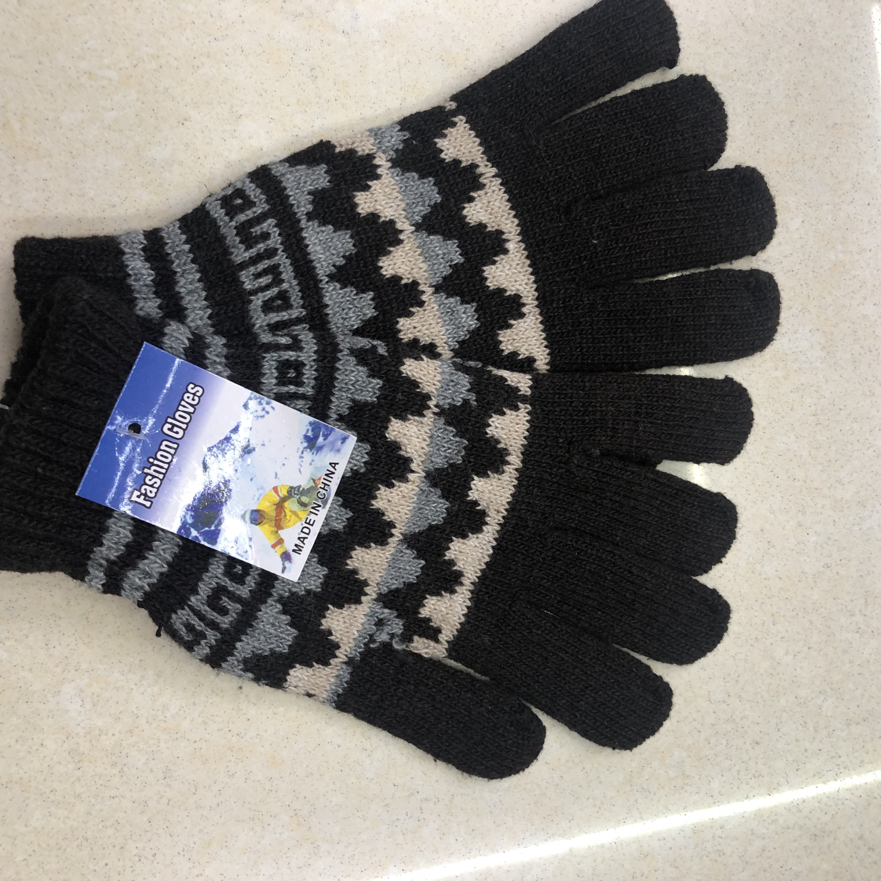 Export Foreign Trade Autumn And Winter Men's And Women's Outdoor Double Thickened Cashmere Warm Imitation Cashmere Cotton Gloves Fashion Five Fingers Specification drawing