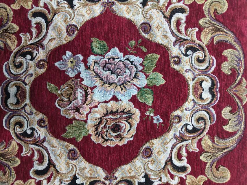 Red printed Chenille dining chair cushion details Picture