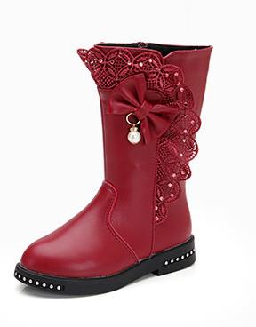 秋冬新品韩版女童公主鞋花朵珍珠女童棉鞋二棉加绒女童雪地靴产品图