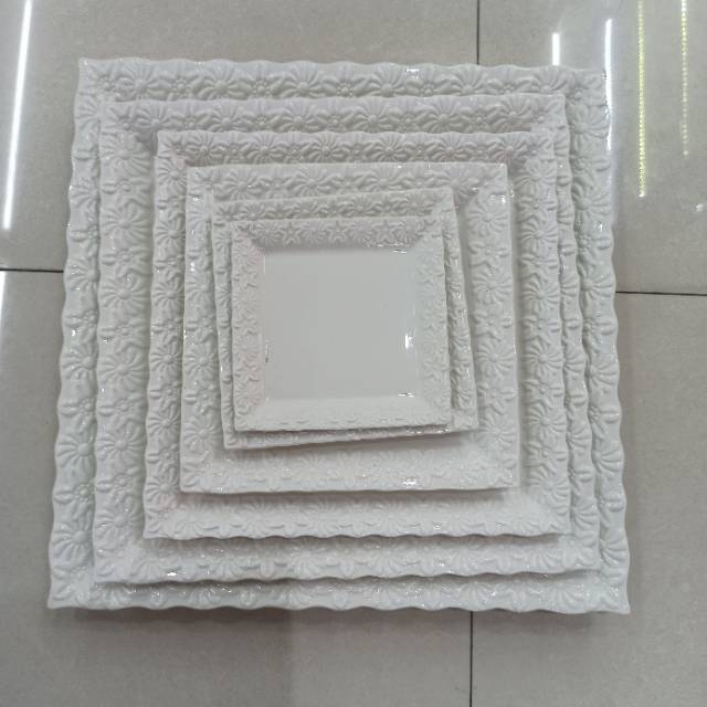 Ceramic carved square plate hotel supplies export square plate set