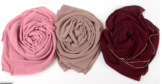 Women's Fashion Trend Everything With Muslim Bead Chain Chiffon Headscarf Shawl