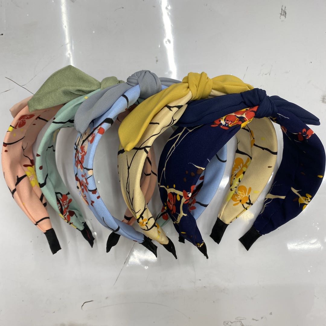 Japonés venta caliente nuevo estilo plum print fabric bow lady head hoop
