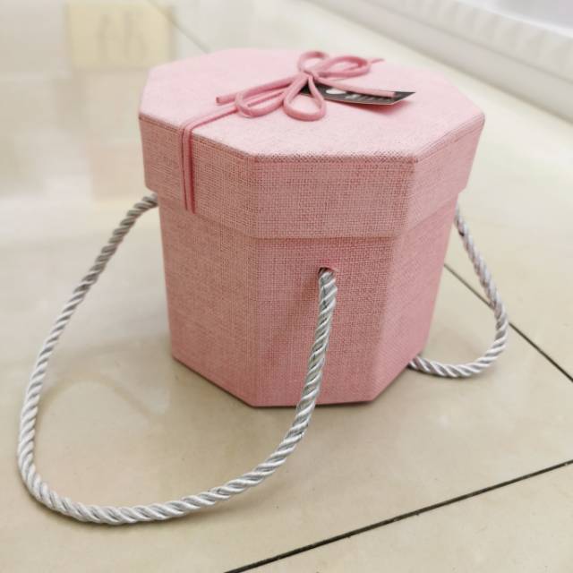 新款八角形上下盖蝴蝶结包装礼盒 三股绳手提礼品纸盒 支持定制