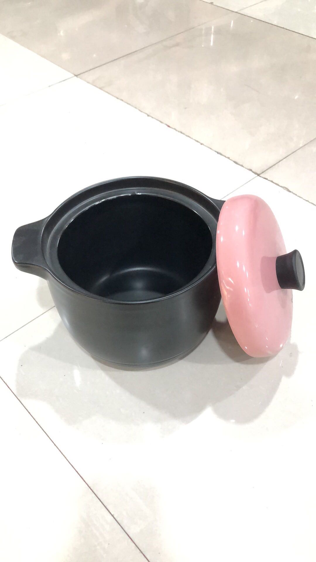 The G-322 double-lid colored glazed pottery clay pot is durable for making soup details Picture
