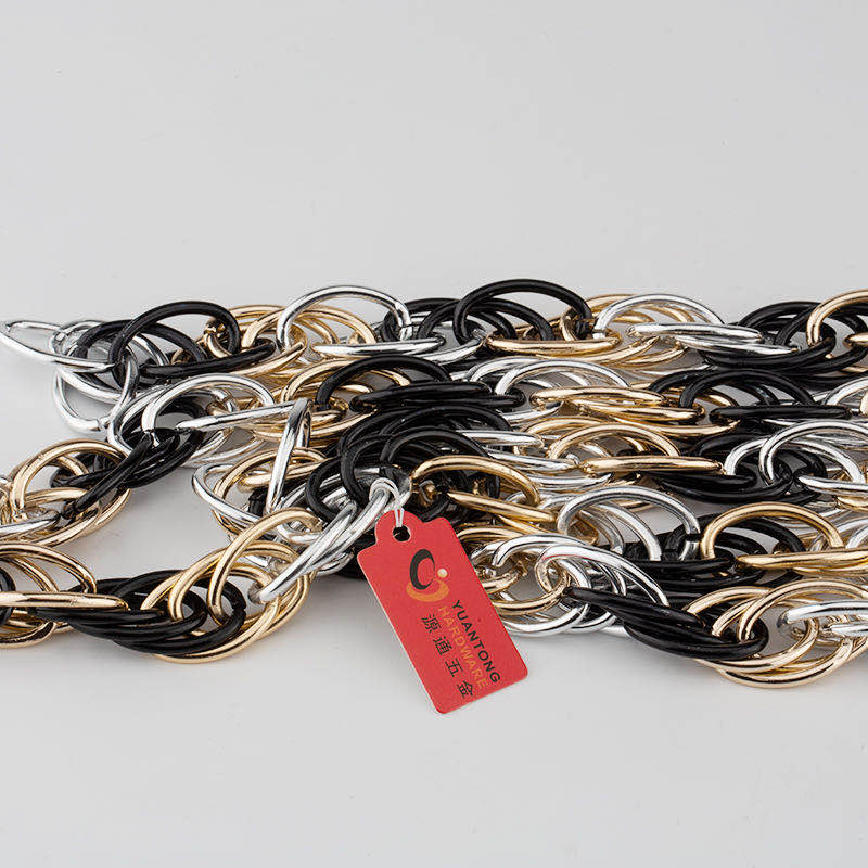 K10615 elastic rope elastic band 27.5*18.5mm ladies' bag metal chain crossbody strap accessory with string tie bow style Specification image