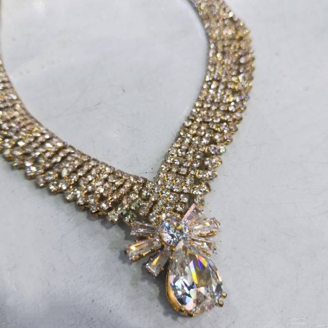 Zircon earrings, necklaces, chain covers, European and American style exaggerated rhinestone jewelry for export details Picture