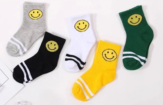 儿童袜子夏季薄款日系卡通新款童袜春秋韩版中筒袜笑脸宝宝袜