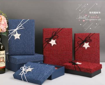 Tianxiang Craft Gift Box, creative high-end fabric rectangular three-piece set, ribbon bow gift box, packaging box, paper box full figure