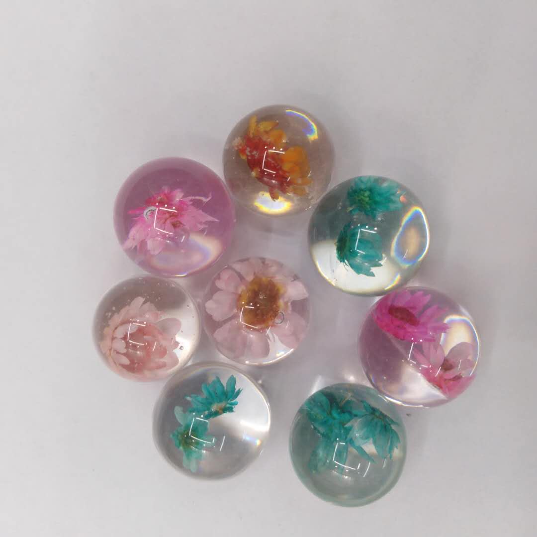 手工DIY高档彩色干花圆珠树脂吊坠艺饰配件