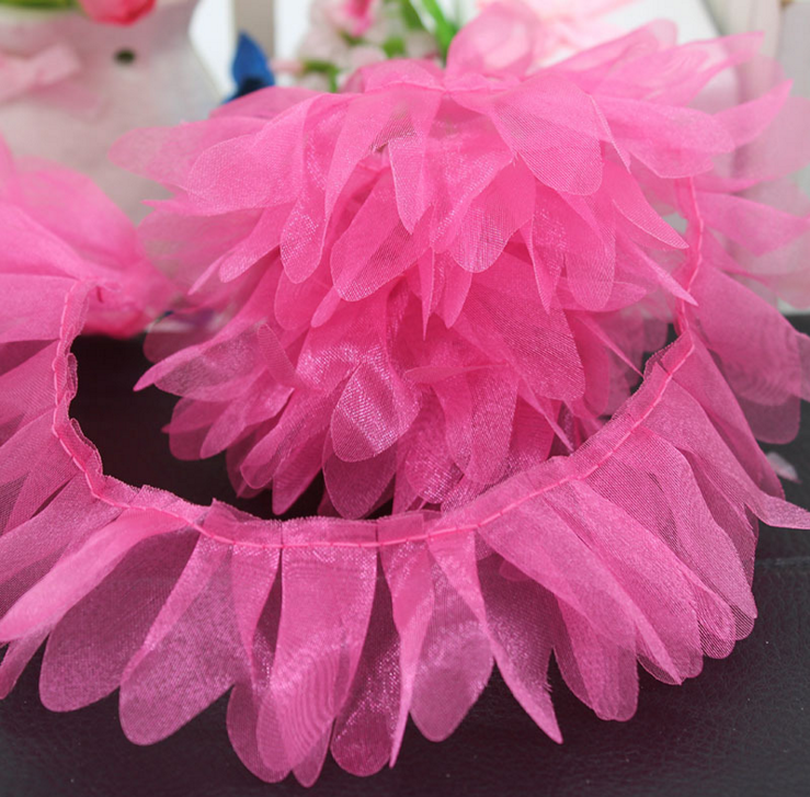 4cm Dreamy three-piece gauze hazy doll pleated lace decorative folded flower DIY material details Picture