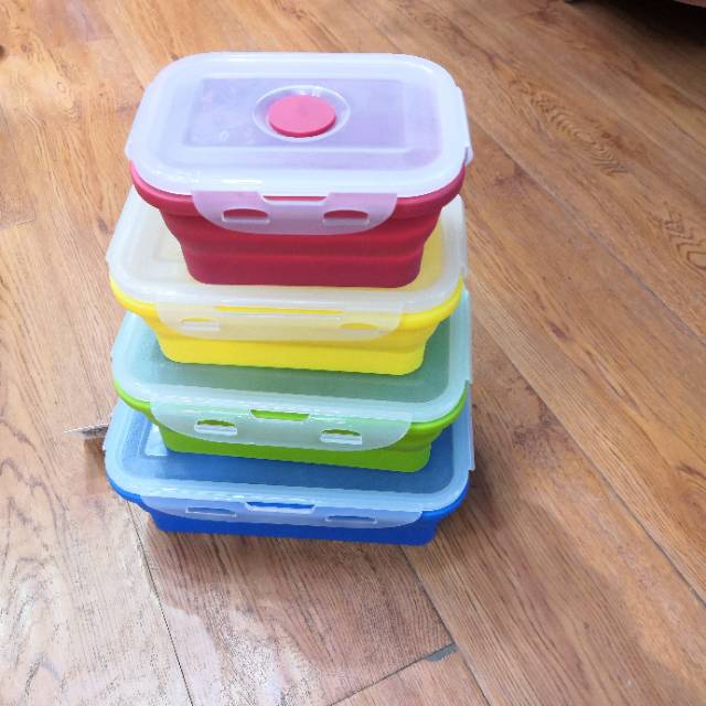 户外野营饭碗饭盒密封带盖硅胶折叠饭盒微波炉单层保鲜盒便当盒