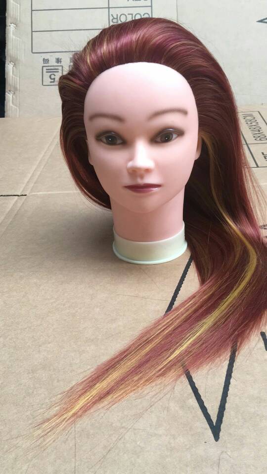 Hairdressing Head Model Apprentice Practice Barber Shop Dummy Head Model Hair Cutting Hair Model Can Be Hot Dyed Blow Modeling Reddishing Brown Specification drawing