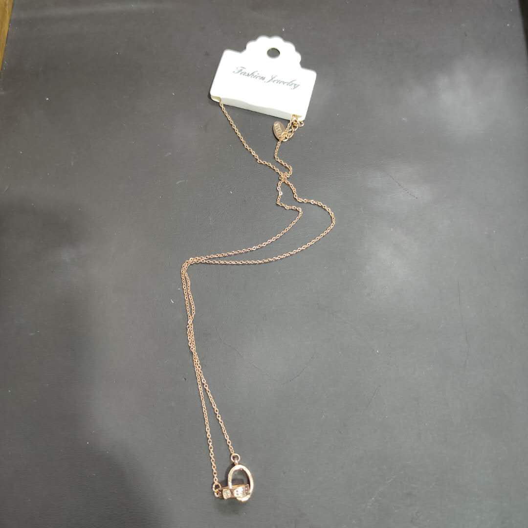 Creative fashion design copper double ring cross pendant fashion copper necklace thumbnail
