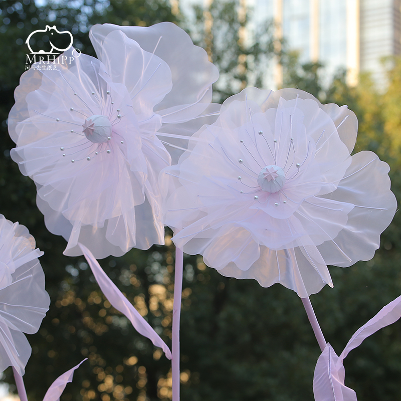 Handmade Diy Cotton Yarn Simulation Flower Fabric Rose Three-Dimensional Hand-Stitched Clothing Wedding Decoration Accessories details Picture