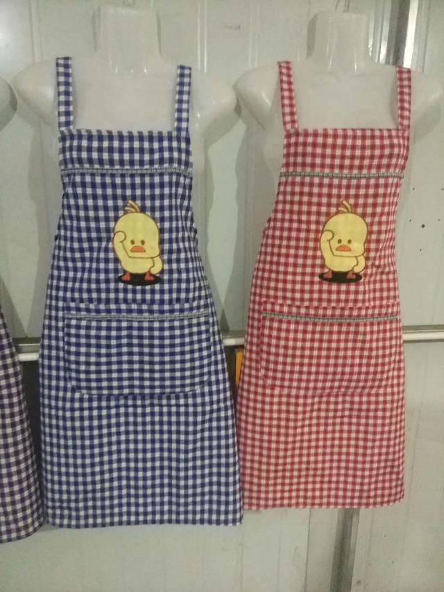 围裙家用厨房时尚纯棉可爱成人罩衣女大人做饭围腰工作服定制方格细节图