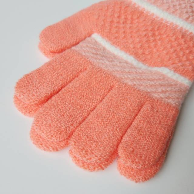 韩版条纹拉绒
毛线手套学生五指男女通用针织魔术冬季手套批发