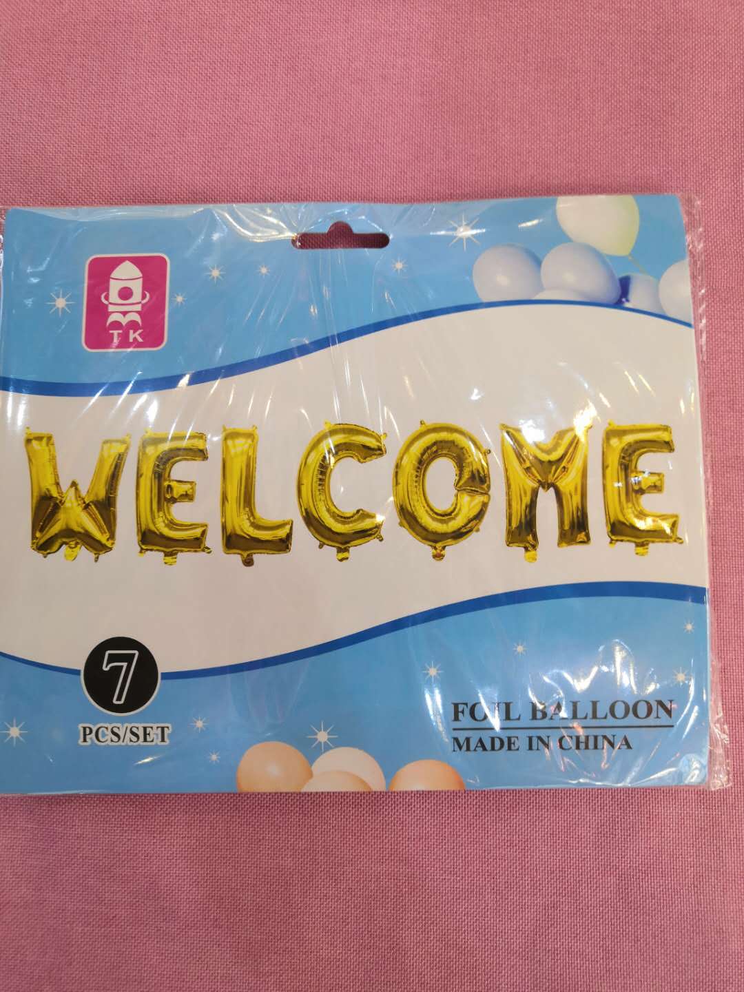 16寸WELCOME铝膜球节庆派对用品气球厂家批发