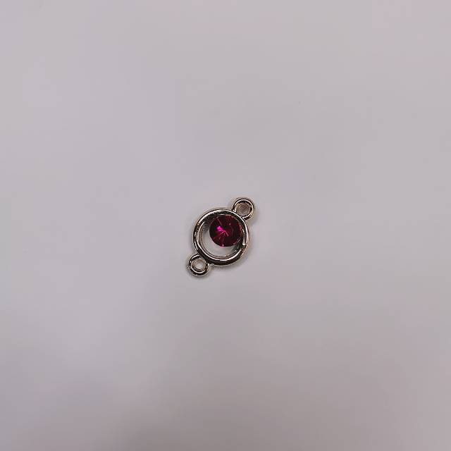 厂家直销ABS电镀UV不褪色玫瑰金圆环双孔上红宝石亚克力钻细节图