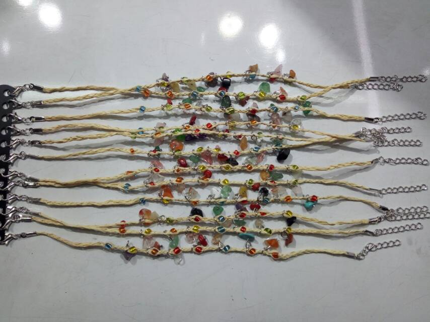 Korean-style seven-color natural stone lucky rope ankle chain