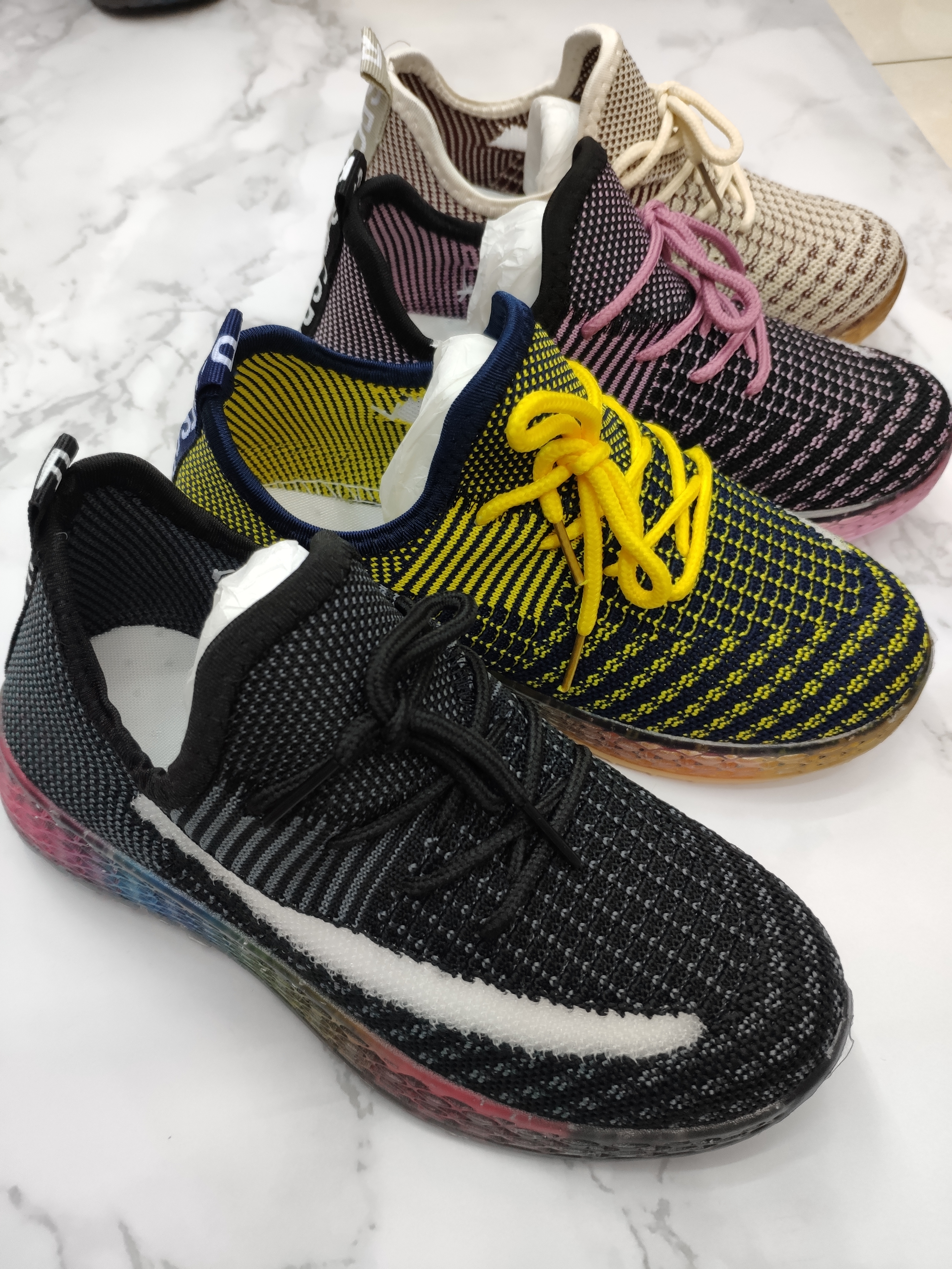 Foreign Trade Wholesale Children's Big Children's Woven Shoes Light Breathable Lace-Up Color Sole Men's And Women's Shoes