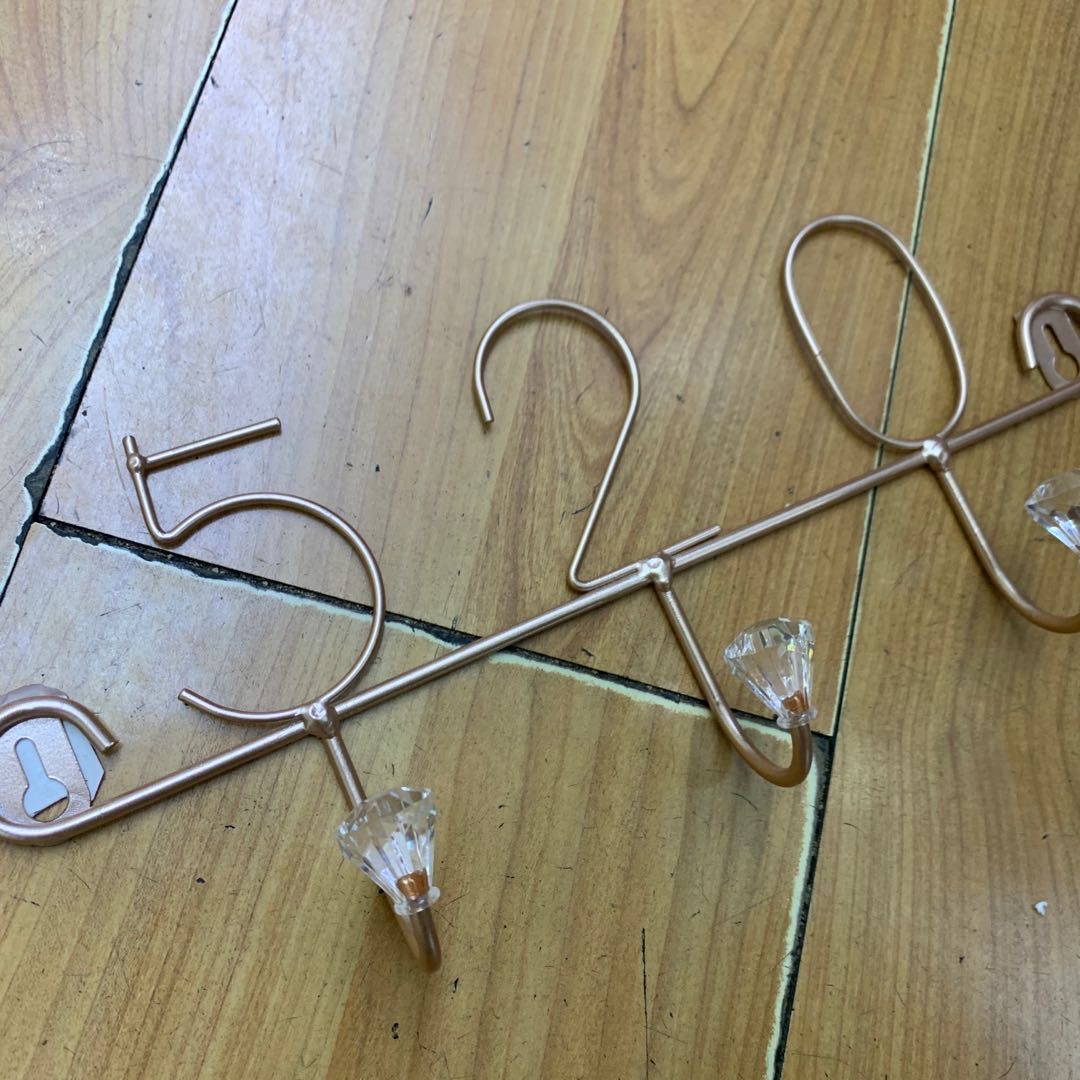 玫瑰金色520我爱你金属三挂钩家用进门挂衣钩产品图