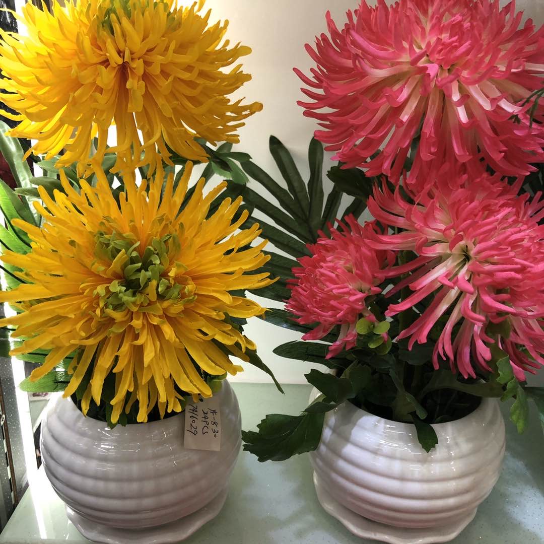 3 European-Style Chrysanthemum Big Pot Living Room Home Table Decoration Flower Simulation Flower Fake Flower