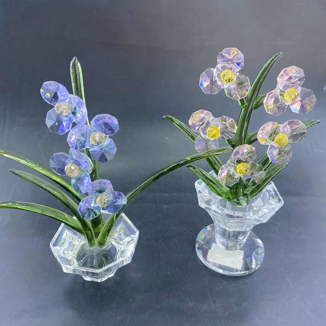 多彩花型水晶本色兰花工艺品摆件厂家直销