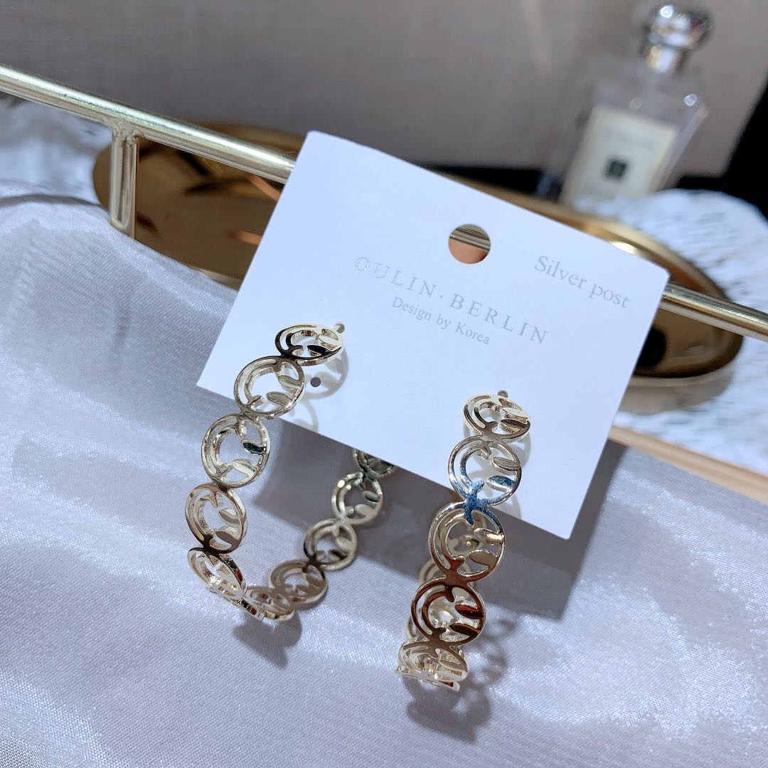 Hot style gold plated round earrings and earrings thumbnail