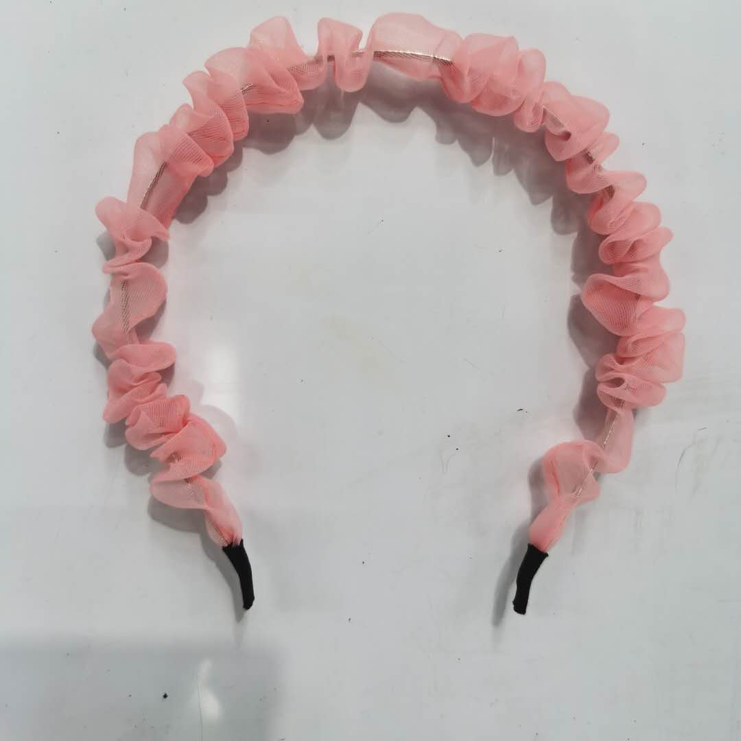 Korean Fashion Chic Women's Headband Pink Organza Head Buckle details Picture